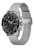 Hugo Boss Ocean Edition Black Dial Silver Mesh Bracelet Watch for Men - 1513701