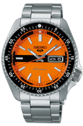  Shop Authentic Seiko 5 Sports Double Hurricane Retro Orange Dial Silver Steel Strap Watch For Men - SRPK11K1 - Luxxuri