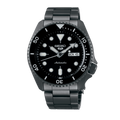 Seiko 5 Sports Automatic Black Dial Black Steel Strap Watch For Men - SRPD65K1