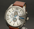  Shop Authentic Diesel Mega Chief White Dial Brown Leather Strap Watch For Men - DZ4280 - Luxxuri