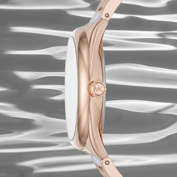  Shop Authentic Michael Kors Janelle Three Hand Rose Gold Dial Two Tone Steel Strap Watch For Women - MK7134 - Luxxuri