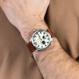  Shop Authentic Tommy Hilfiger Jackson Multi-Function Silver Dial Brown Leather Strap Watch for Men - 1791239 - Luxxuri