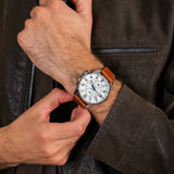  Shop Authentic Tommy Hilfiger Dean Quartz Multifunction White Dial Brown Leather Strap Watch for Men - 1791274 - Luxxuri