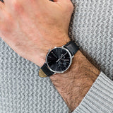  Shop Authentic Tommy Hilfiger Brooklyn Black Dial Black Leather Strap Watch for Men - 1791509 - Luxxuri