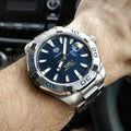  Shop Authentic Tag Heuer Aquaracer Calibre 5 Automatic Blue Dial Silver Steel Strap Watch for Men - WAY2012.BA0927 - Luxxuri