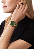  Shop Authentic Michael Kors Bradshaw Chronograph Green Dial Gold Steel Strap Watch For Women - MK7257 - Luxxuri