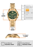  Shop Authentic Michael Kors Bradshaw Chronograph Green Dial Gold Steel Strap Watch For Women - MK7257 - Luxxuri