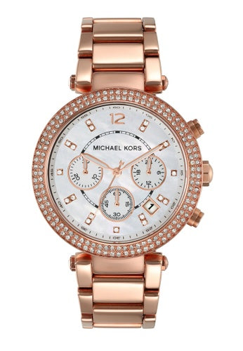  Shop Authentic Michael Kors Parker White Dial with Diamonds Rose Gold Steel Strap Watch for Women - MK5491 - Luxxuri