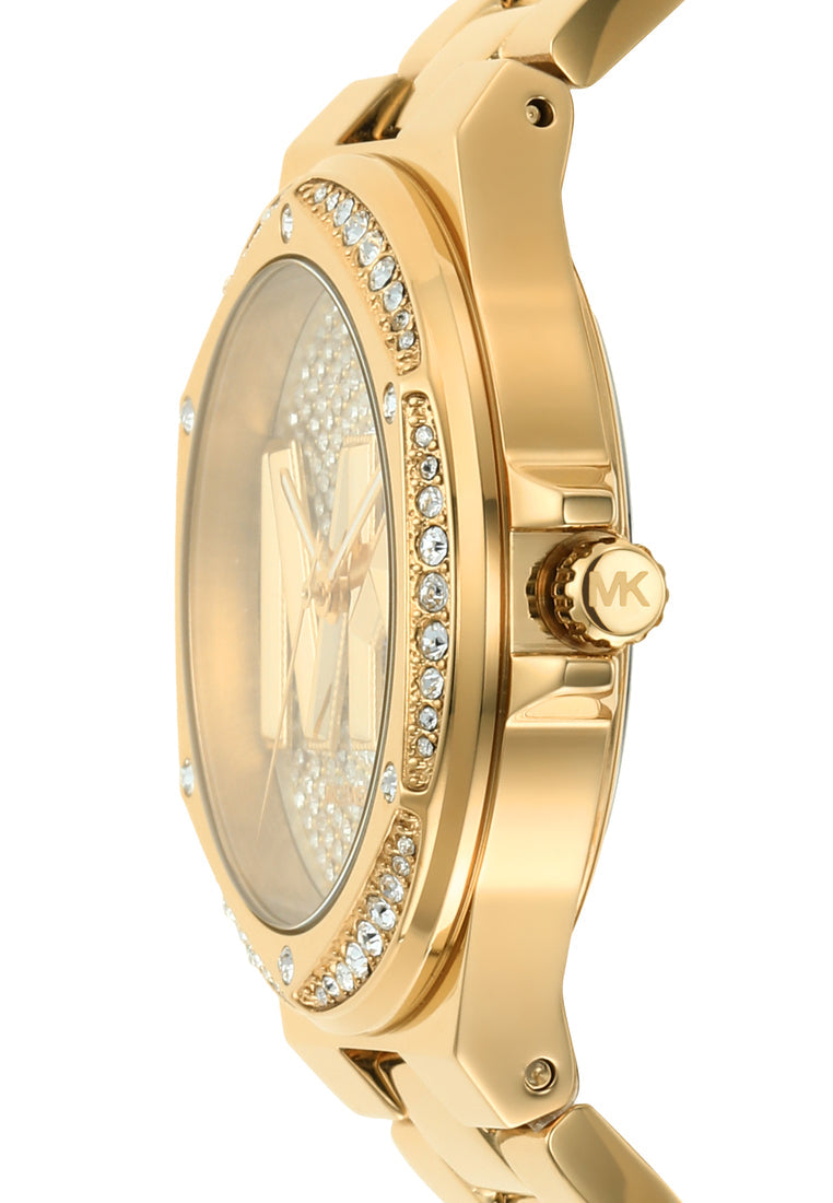  Shop Authentic Michael Kors Lennox Three Hand Gold Dial Gold Steel Strap Watch For Women - MK7229 - Luxxuri