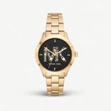  Shop Authentic Michael Kors Runway Quartz Black Dial Gold Steel Strap Watch For Women - MK6682 - Luxxuri