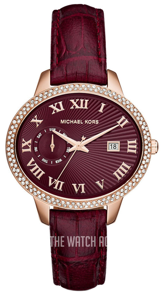  Shop Authentic Michael Kors Whitley Quartz Burgundy Dial Burgundy Leather Strap Watch For Women - MK2430 - Luxxuri