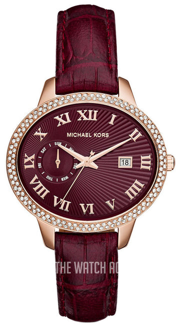  Shop Authentic Michael Kors Whitley Quartz Burgundy Dial Burgundy Leather Strap Watch For Women - MK2430 - Luxxuri