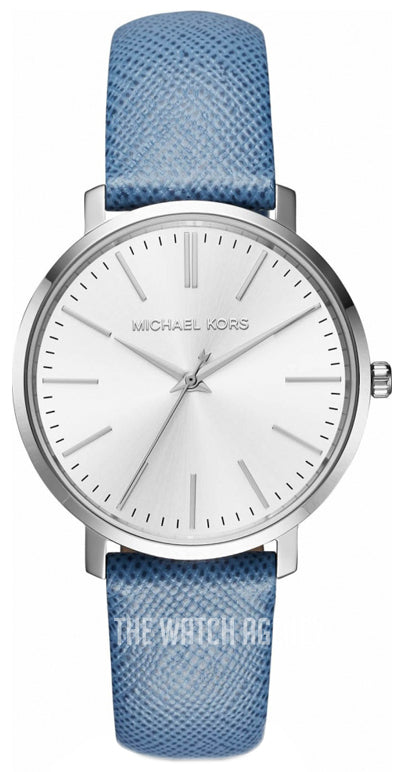  Shop Authentic Michael Kors Jaryn Quartz Silver Dial Blue Leather Strap Watch For Women - MK2495 - Luxxuri
