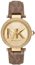  Shop Authentic Michael Kors Parker Three Hand Gold Dial Brown Leather Strap Watch For Women - MK2973 - Luxxuri