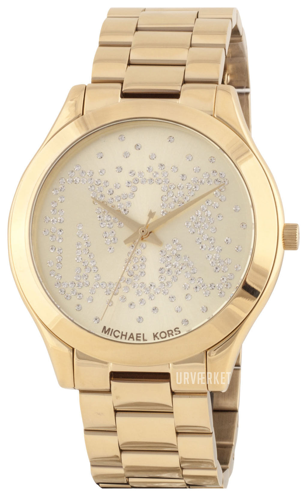  Shop Authentic Michael Kors Slim Runway Gold Dial Gold Steel Strap Watch for Women - MK3590 - Luxxuri