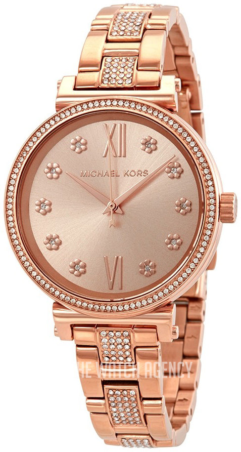  Shop Authentic Michael Kors Sofie Quartz Rose Gold Dial Rose Gold Steel Strap Watch For Women - MK3882 - Luxxuri