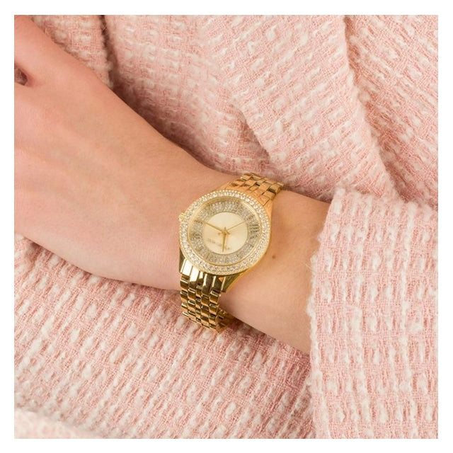  Shop Authentic Michael Kors Harlowe Three-Hand Quartz Gold Dial Gold Steel Strap Watch For Women - MK4709 - Luxxuri