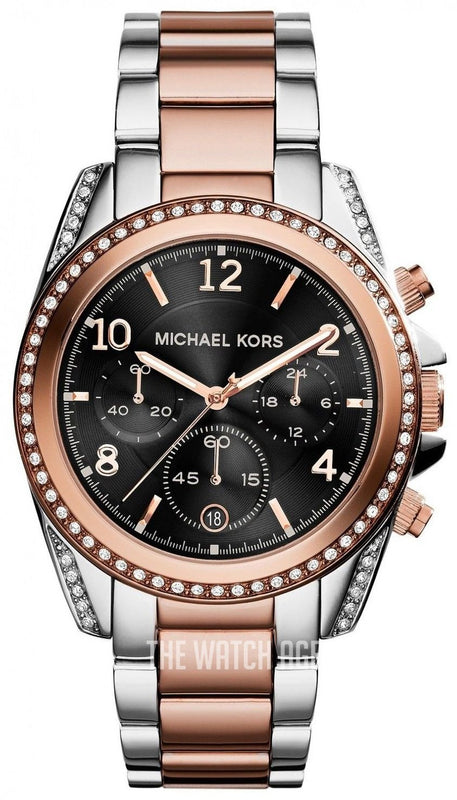  Shop Authentic Michael Kors Blair Chronograph Black Dial Two Tone Steel Strap Watch For Women - MK6093 - Luxxuri