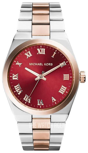  Shop Authentic Michael Kors Channing Quartz Red Dial Two Tone Steel Strap Watch For Women - MK6114 - Luxxuri