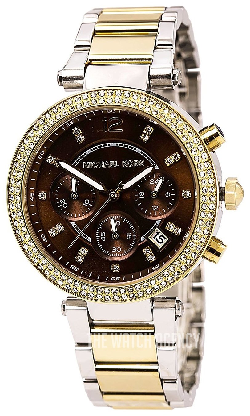  Shop Authentic Michael Kors Parker Chronograph Brown Dial Two Tone Steel Strap Watch for Women - MK6118 - Luxxuri