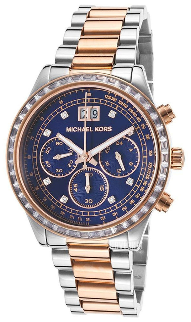  Shop Authentic Michael Kors Brinkley Blue Dial Two Tone Steel Strap Watch for Women - MK6205 - Luxxuri