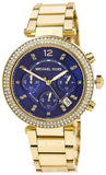  Shop Authentic Michael Kors Parker Chronograph Blue Dial Gold Steel Strap Watch For Women - MK6262 - Luxxuri