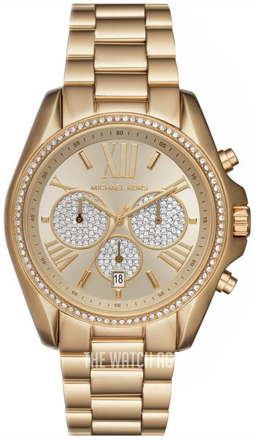 Michael Kors Bradshaw Quartz Gold Dial Gold Steel Strap Watch For Women - MK6538