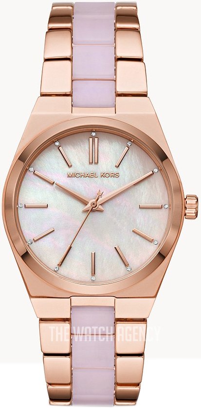  Shop Authentic Michael Kors Channing Quartz Mother of Pearl Pink Dial Two Tone Steel Strap Watch For Women - MK6652 - Luxxuri