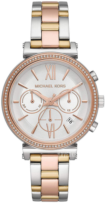  Shop Authentic Michael Kors Sofie Chronograph White Dial Two Tone Steel Strap Watch For Women - MK6688 - Luxxuri