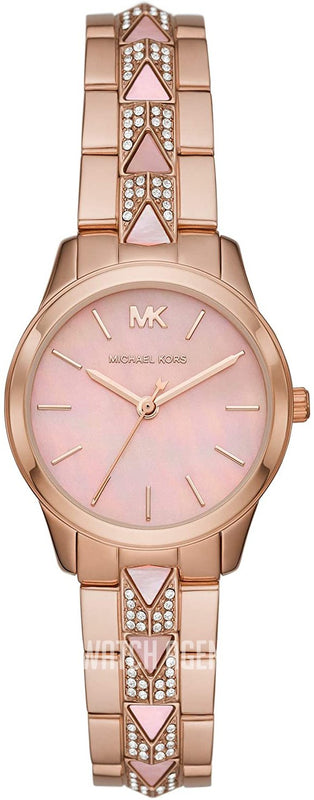  Shop Authentic Michael Kors Runway Mother of Pearl Dial Rose Gold Steel Strap Watch For Women - MK6856 - Luxxuri