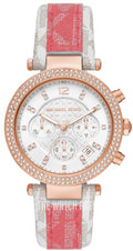  Shop Authentic Michael Kors Parker Chronograph White Dial Two Tone Leather Strap Watch For Women - MK6951 - Luxxuri
