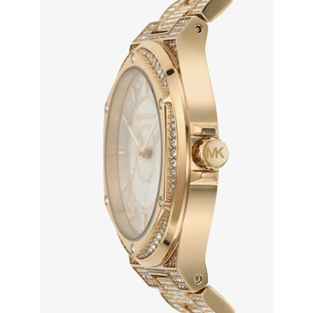  Shop Authentic Michael Kors Lennox Three Hand Crystals White Dial Gold Steel Strap Watch For Women - MK6991 - Luxxuri