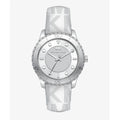 Michael Kors Runway Three Hand White Dial White Leather Strap Watch For Women - MK6998