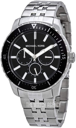  Shop Authentic Michael Kors Cunningham Multifunction Black Dial Silver Steel Strap Watch For Men - MK7156 - Luxxuri
