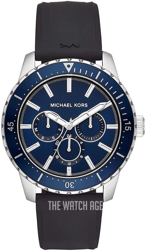  Shop Authentic Michael Kors Cunningham Multifunction Blue Dial Black Rubber Strap Watch For Men - MK7160 - Luxxuri