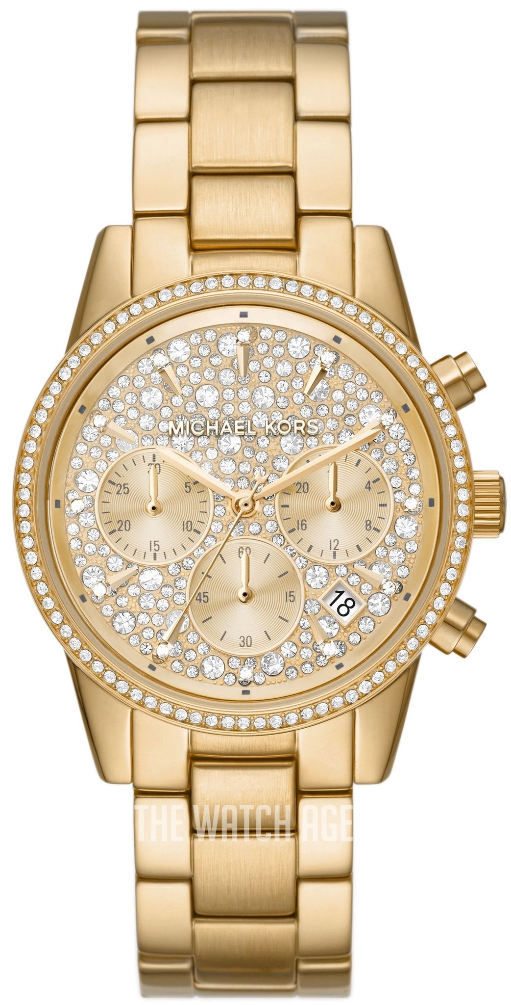  Shop Authentic Michael Kors Ritz Chronograph Gold Dial Gold Steel Strap Watch For Women - MK7310 - Luxxuri