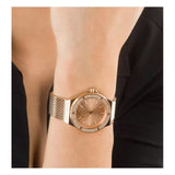  Shop Authentic Michael Kors Lennox Three Hand Rose Gold Dial Rose Gold Mesh Strap Watch For Women - MK7336 - Luxxuri