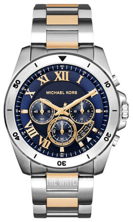  Shop Authentic Michael Kors Brecken Chronograph Blue Dial Two Tone Steel Strap Watch For Men - MK8437 - Luxxuri