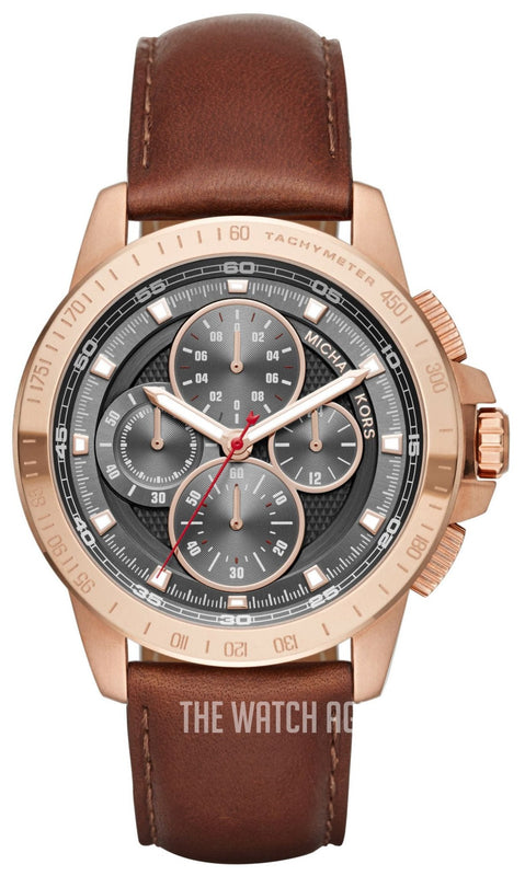  Shop Authentic Michael Kors Ryker Analog Gray Dial Brown Leather Strap Watch For Men - MK8519 - Luxxuri