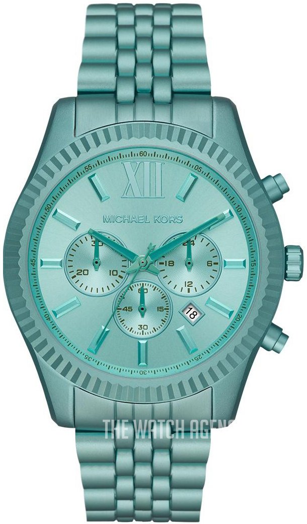 Shop Authentic Michael Kors Lexington Chronograph Turquoise Dial Turquoise Steel Strap Watch For Men - MK8793 - Luxxuri