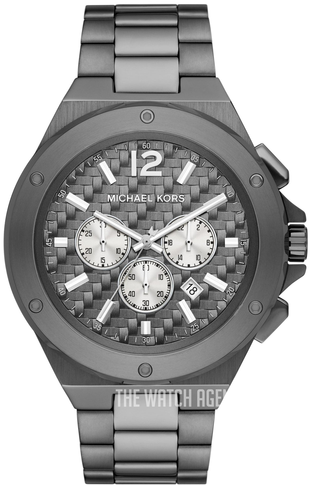 Michael Kors Lennox Chronograph Quartz Grey Dial Grey Steel Strap Watch For Men - MK9102