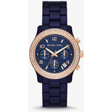 Shop Authentic Michael Kors Runway Chronograph Blue Dial Blue Steel Strap Watch for Women - MK7423 - Luxxuri
