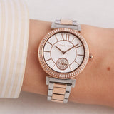  Shop Authentic Michael Kors Abbey Three-Hand White Dial Two Tone Steel Strap Watch for Women - MK4616 - Luxxuri