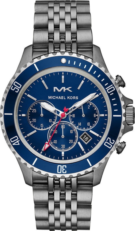  Shop Authentic Michael Kors Bayville Chronograph Blue Dial Grey Steel Strap Watch For Men - MK8727 - Luxxuri