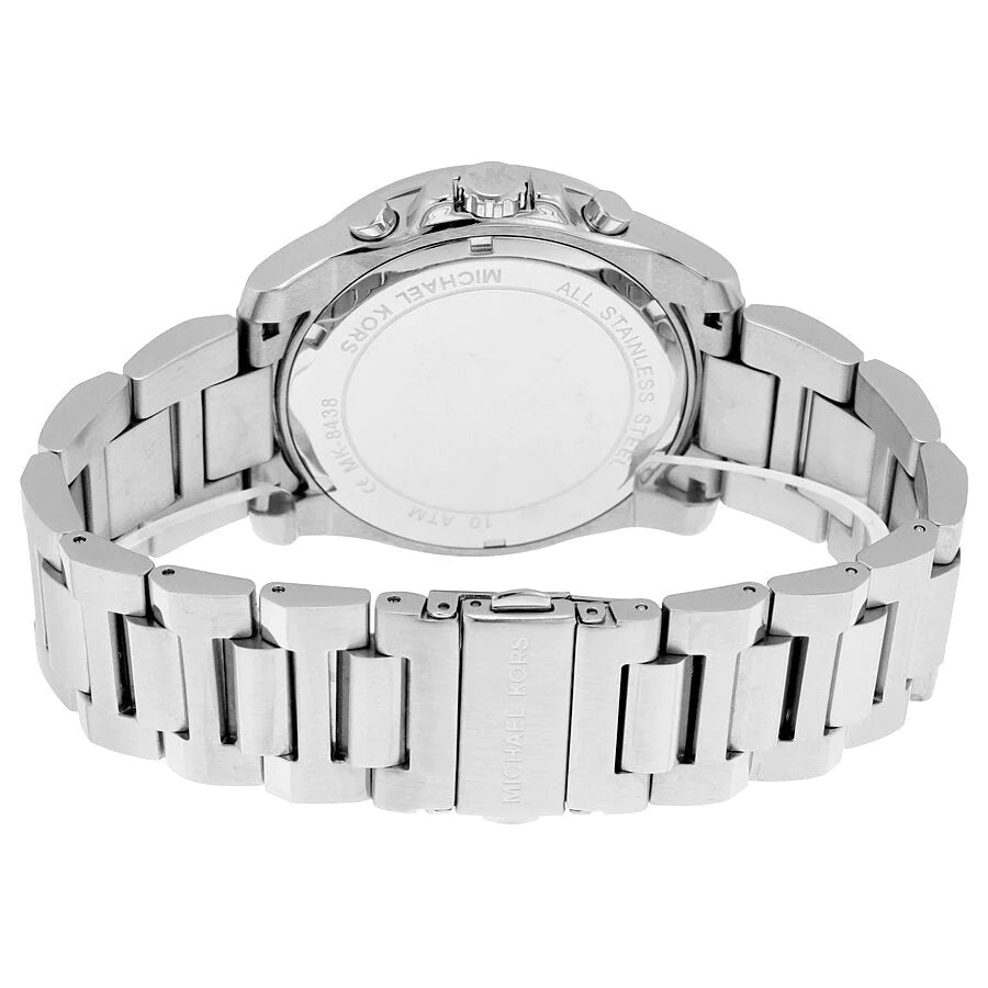  Shop Authentic Michael Kors Brecken Chronograph Quartz Black Dial Silver Steel Strap Watch For Men - MK8438 - Luxxuri