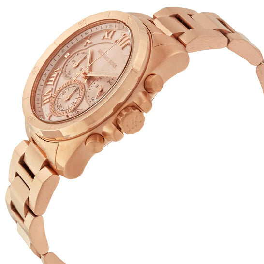 Shop Authentic Michael Kors Brecken Chronograph Quartz Rose Gold Dial Rose Gold Steel Strap Watch For Women - MK6367 - Luxxuri