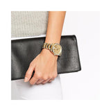  Shop Authentic Michael Kors Byrn Quartz Gold Dial Gold Steel Strap Watch For Women - MK6134 - Luxxuri