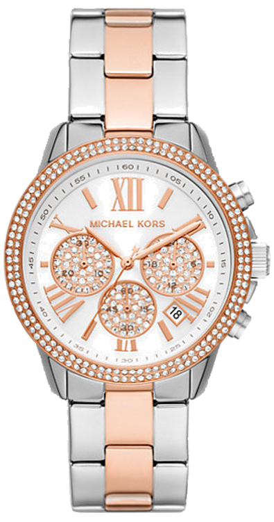  Shop Authentic Michael Kors Bryn Pavé White Dial Two Tone Steel Strap Watch For Women - MK7201 - Luxxuri