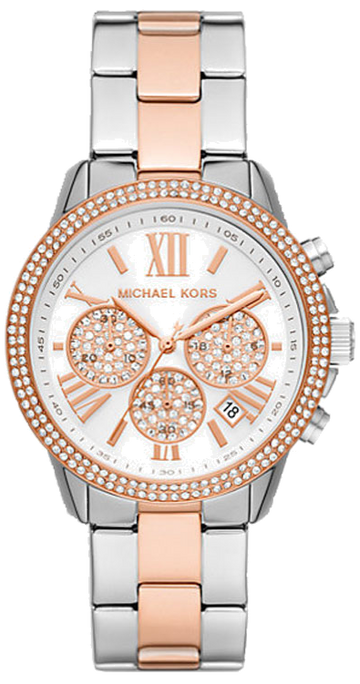  Shop Authentic Michael Kors Bryn Pavé White Dial Two Tone Steel Strap Watch For Women - MK7201 - Luxxuri