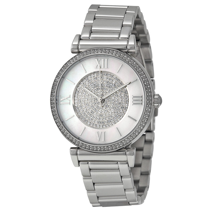 Michael Kors Catlin Silver Dial Silver Steel Strap Watch for Women - MK3355